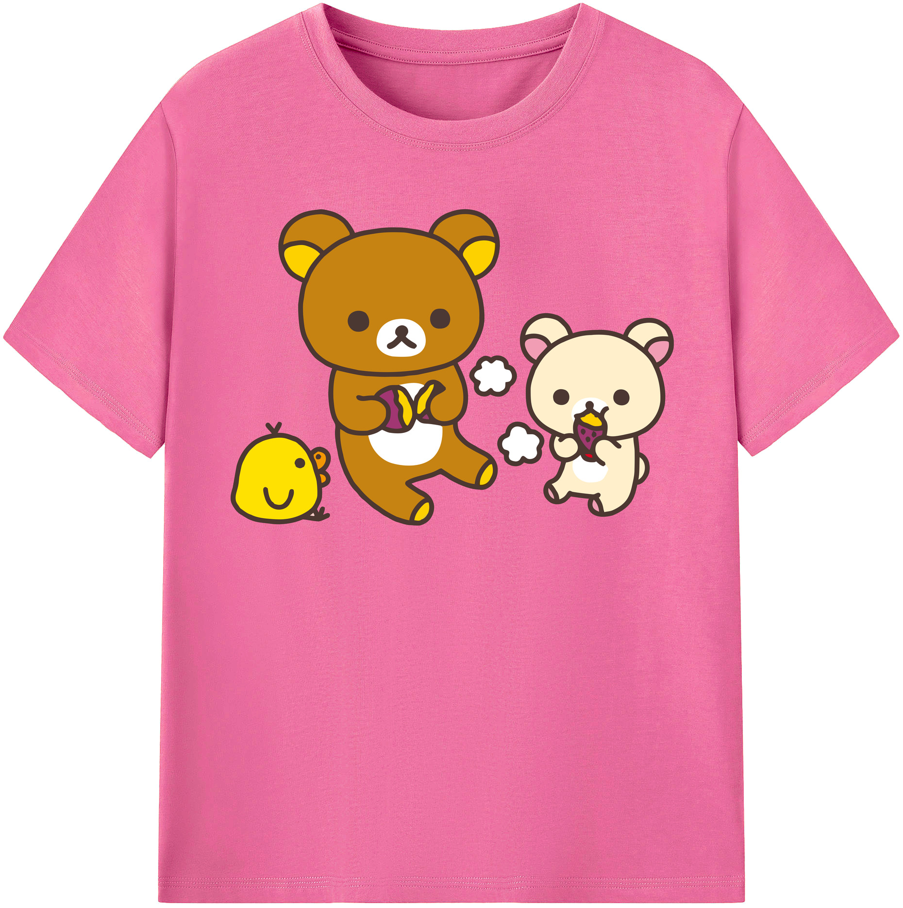 （画像用） リラックマ リラックマ キイロイトリ Rilakkuma Korilakkuma Kiiroitori レディースカジュアルプリントTシャツ（綿100％）